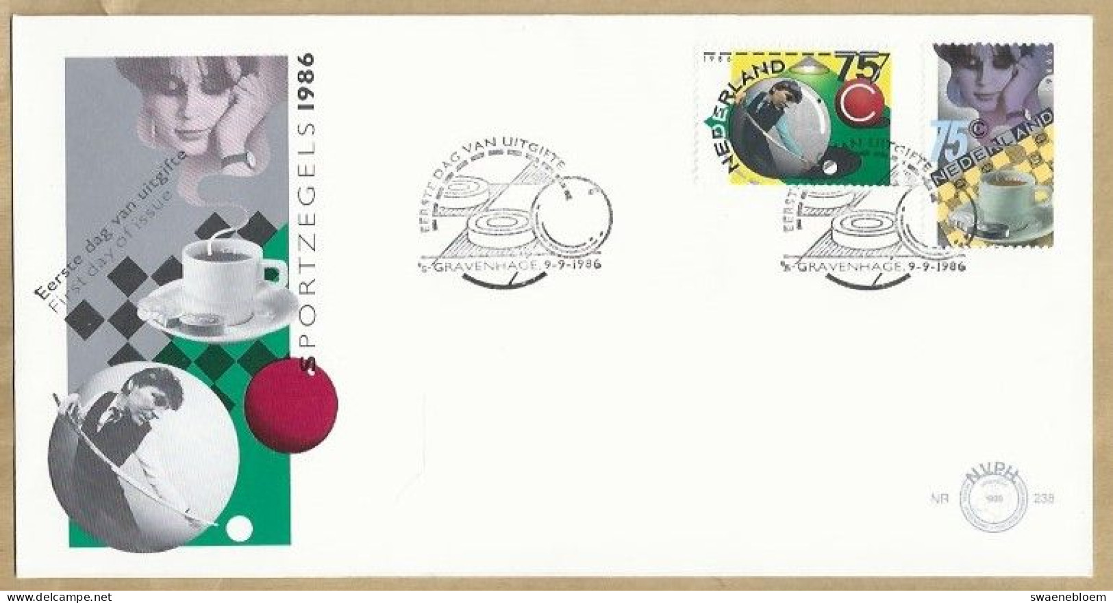 NL.- FDC. NVPH Nr. 238. EERSTE DAG VAN UITGIFTE. FIRST DAY OF ISSUE. 09-09-1986. SPORTZEGELS. - FDC