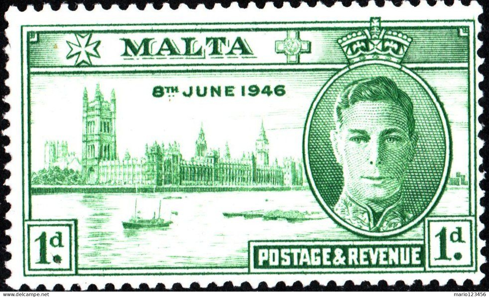 MALTA, RE GIORGIO VI, VITTORIA, 1946, NUOVI (MNH**) Mi:MT 197, Scott:MT 206, Yt:MT 199 - Malte (...-1964)