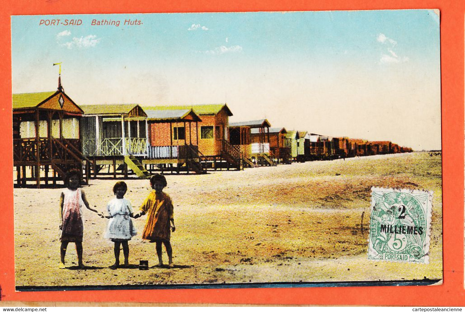 09995 / ⭐ (•◡•) PORT-SAID Egypt ◉ Bathing Huts ◉ Cabanes Bain Sur Pilotis Fillettes Plage Egypte 1905s ◉ ANDREOPOULOS 30 - Port-Saïd
