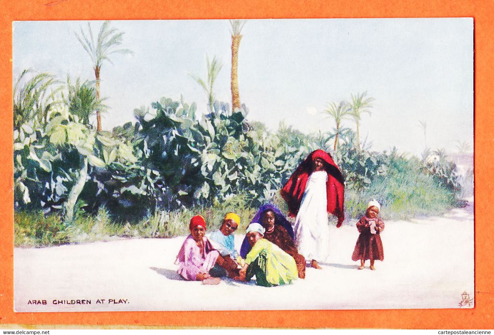 09976 / ⭐ Lithographie OILETTE Egypte ◉ Arab Children At Play Enfants Arabes 1905s ◉ RAPHAEL TUCK Egyptian Gazette N° 5 - Personas