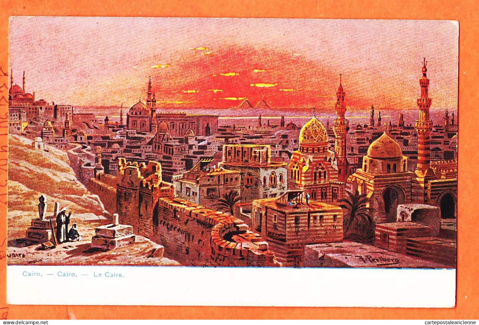 09979 / ⭐ Illust. Friedrich PERLBERG ◉ LE CAIRE Kairo Cairo Vue Ville Soleil Couchant ◉ Serie 672a Ägypten II N° 2 Egypt - Kairo