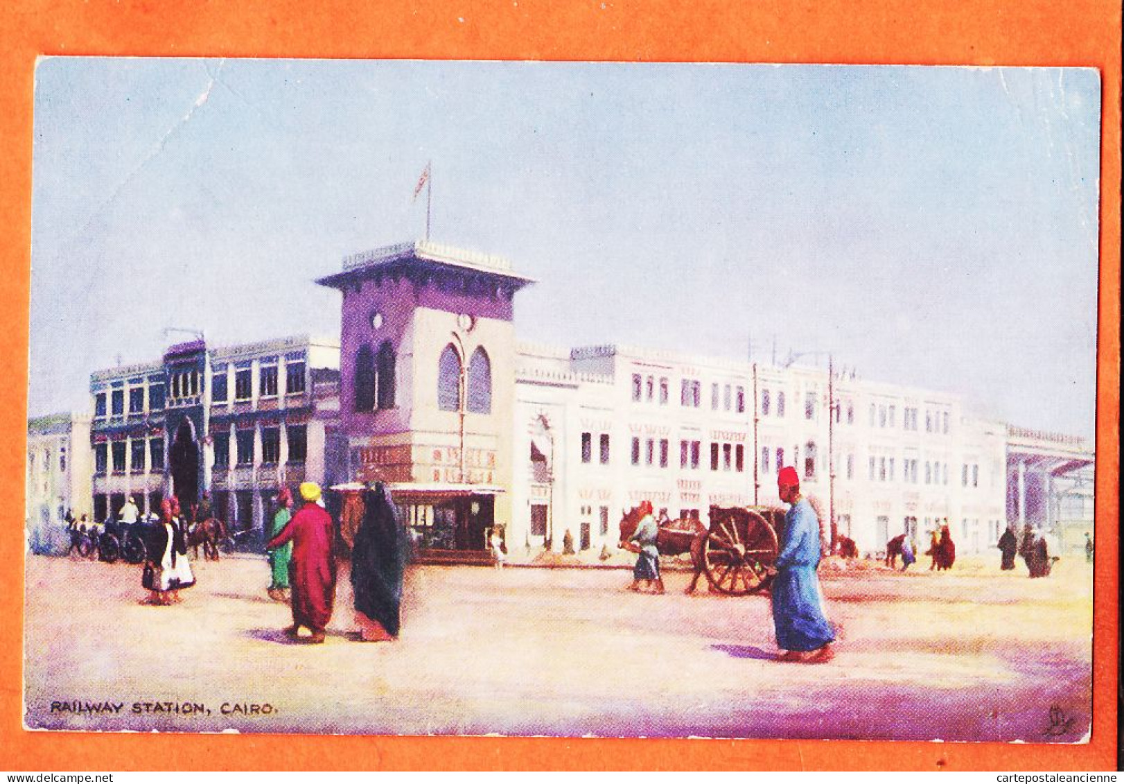 09974 / ⭐ Lithographie OILETTE Egypte ◉ CAIRO Railway Station LE CAIRE Gare 1905s ◉ RAPHAEL TUCK Egyptian Gazette  N°6 - Kairo