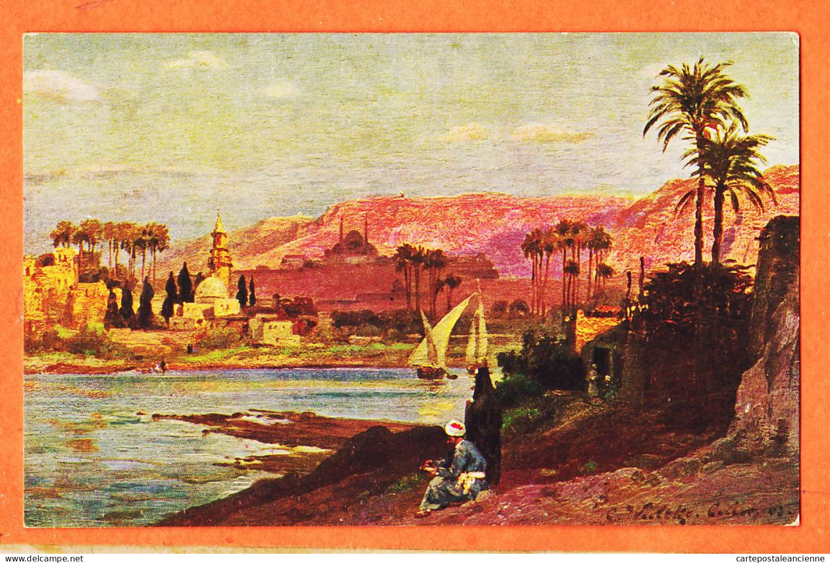 09950 / ⭐ Illustrateur Carl WUTTKE ◉ GIZEH Egypte ◉ Un Soir Près De Evening Near 1905s ◉ Lithographie R & J.D R-135 - Guiza