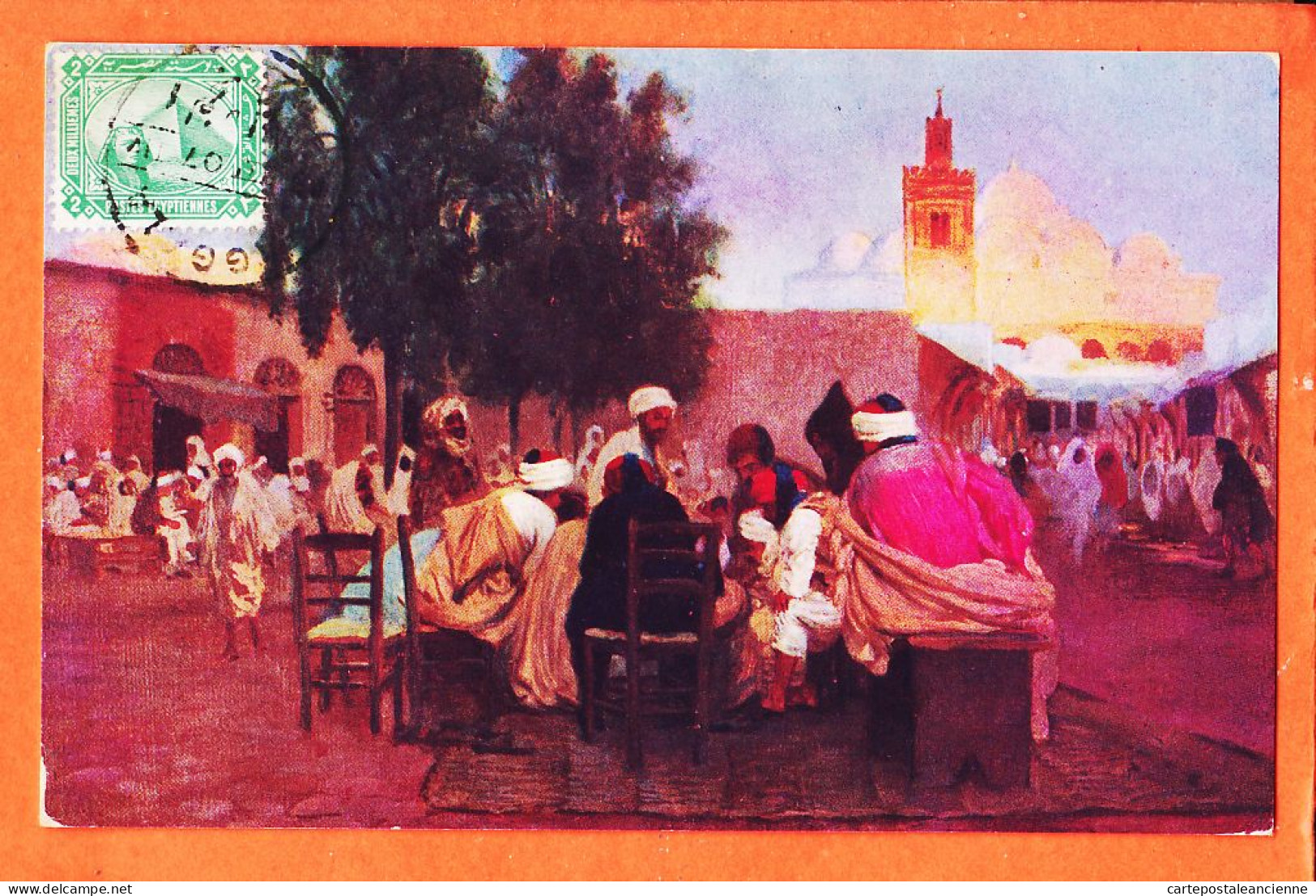 09957 / ⭐ Ethnic Scène Type Egypte ◉ Café Arabe Et Mosquée 1906 à PENTECOUTEAU Paris ◉ Il. WUTTKE ? ◉ Litho R-119 - Persons