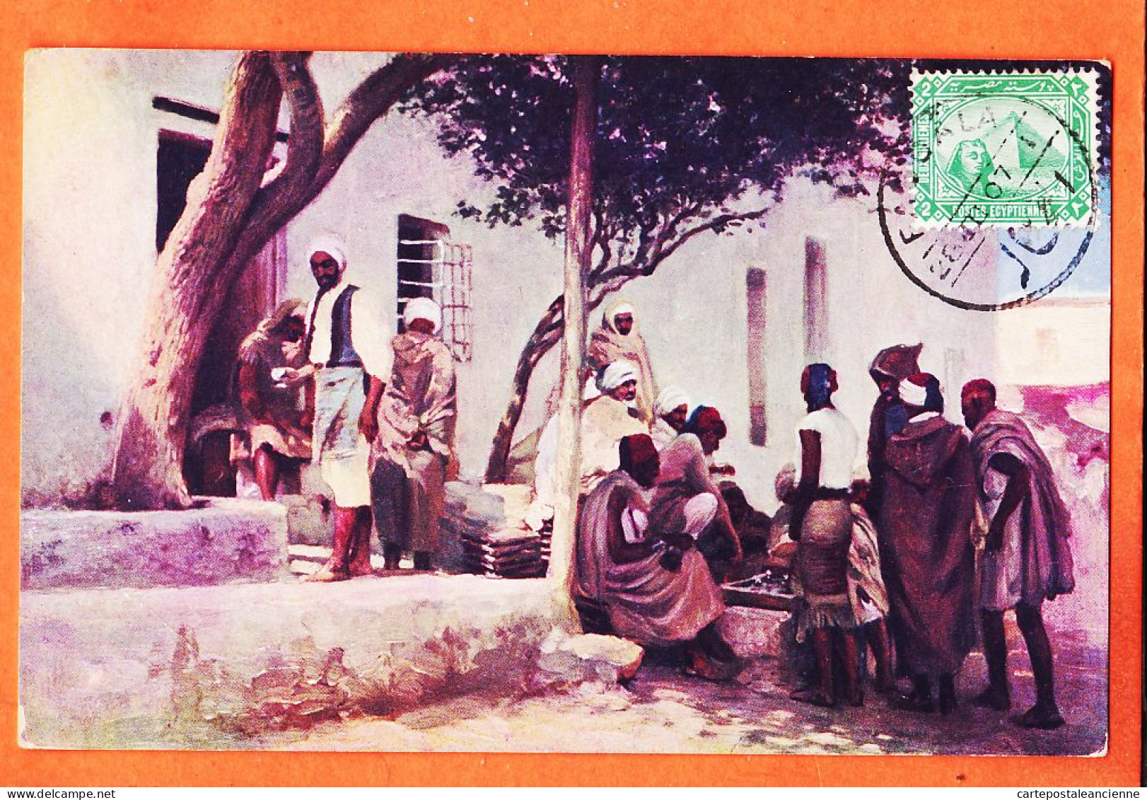 09958 / ⭐ Ethnic Scène Type Egypte ◉ Café Arabe 1907 à PENTECOUTEAU Paris ◉ Il. WUTTKE ? ◉ Litho R-102 - Personas