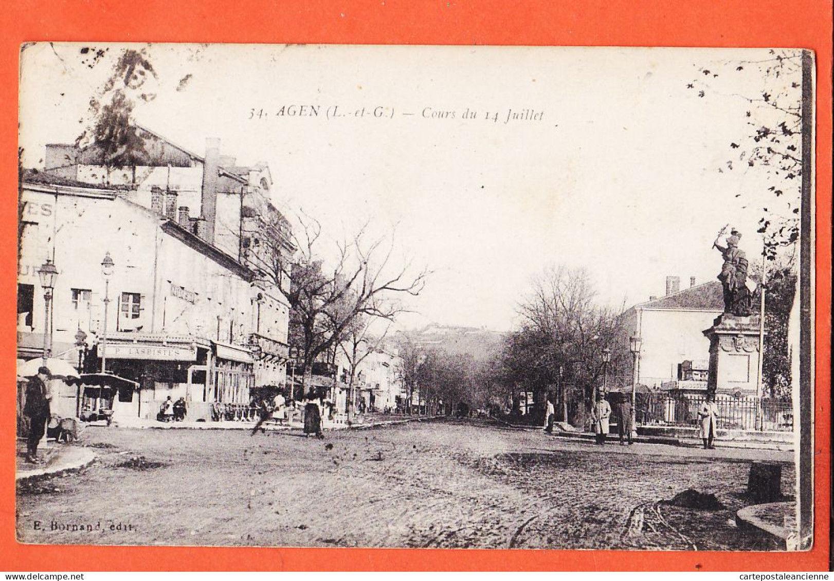 09909 / ⭐ AGEN 47-Lot Garonne  ◉ Café LASBISTES Cours Du 14 JUILLET 1918 à Louise NICOL Rue Recollets Toulouse ◉ BORNAND - Agen