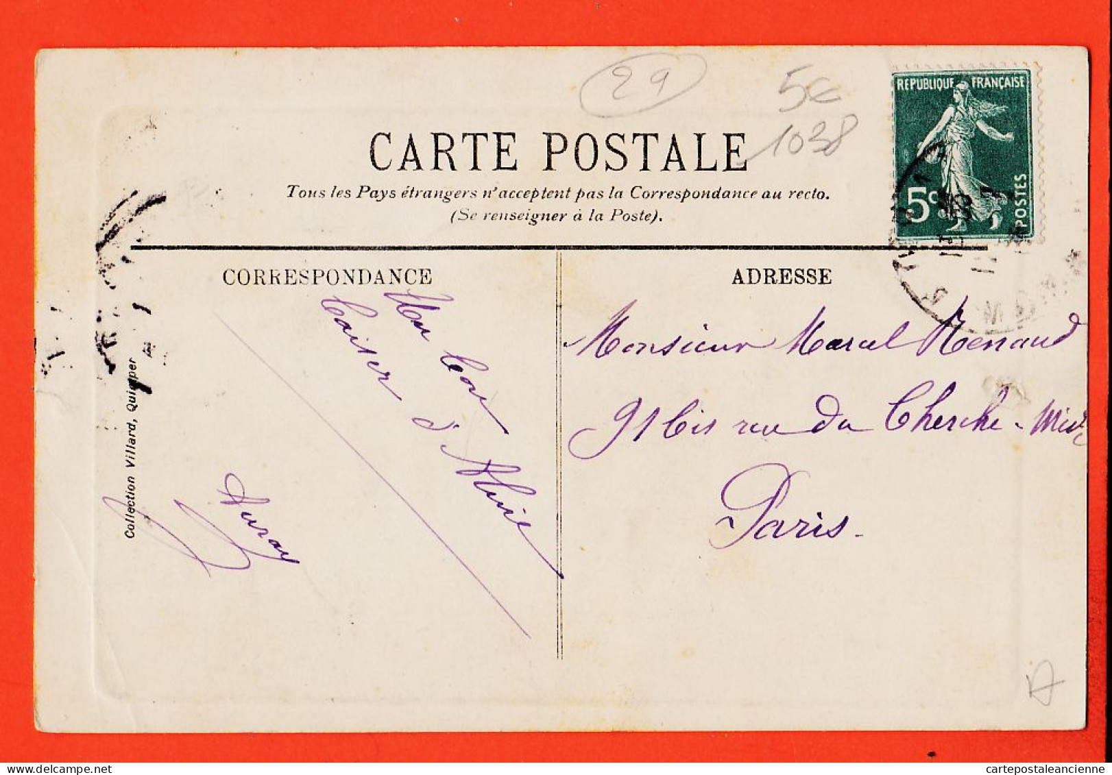 09897 / ⭐ Bretagne ◉ Jeune Breton Breitz Costume Moeurs 1910s ◉ Collection VILLARD Quimper  - Bretagne