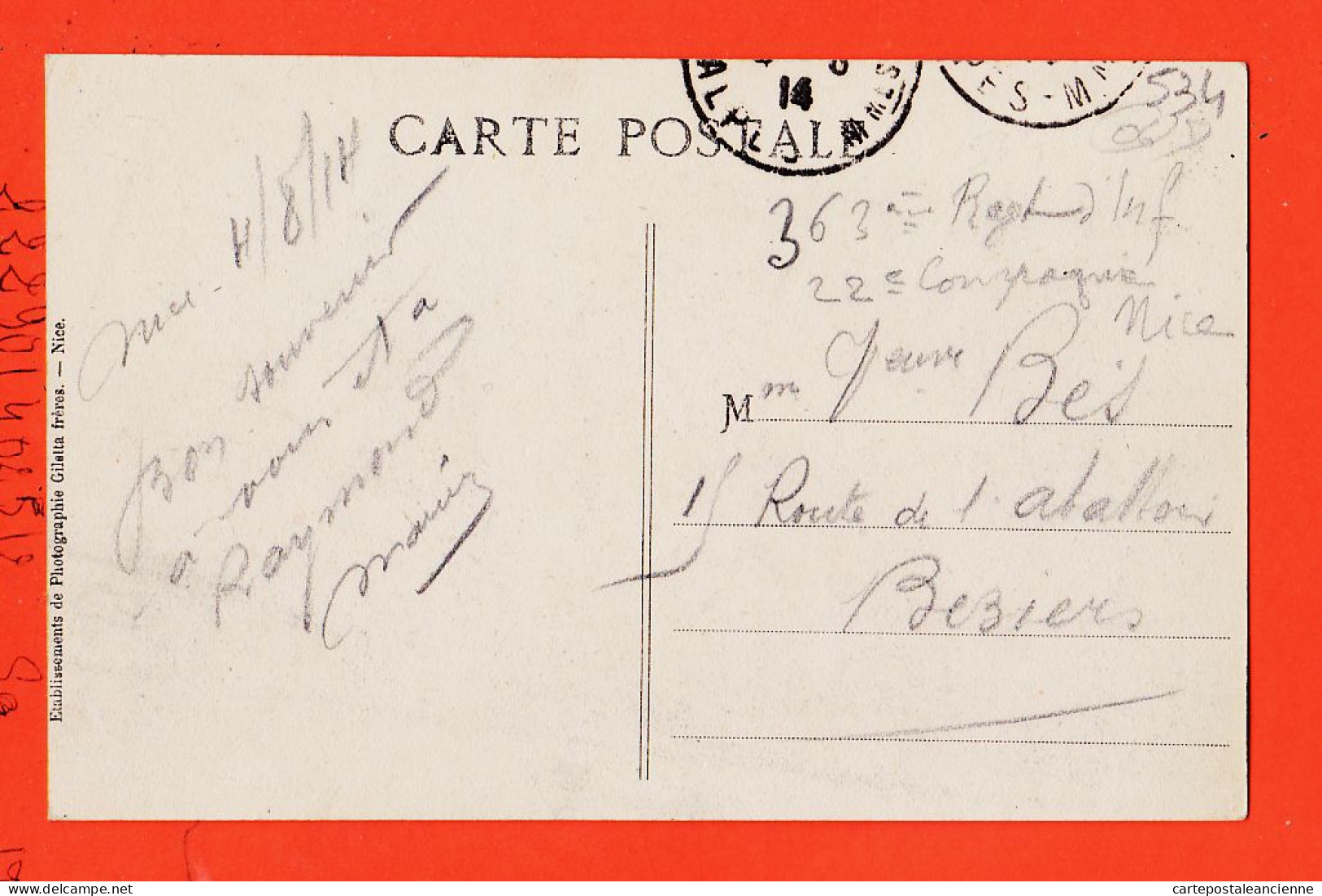 09883 / ⭐ NICE 06-Alpes Maritimes ◉ Ancien Monastere De CIMIEZ 1914 à Veuve BES Beziers ◉ GILETTA 26 - Monuments, édifices