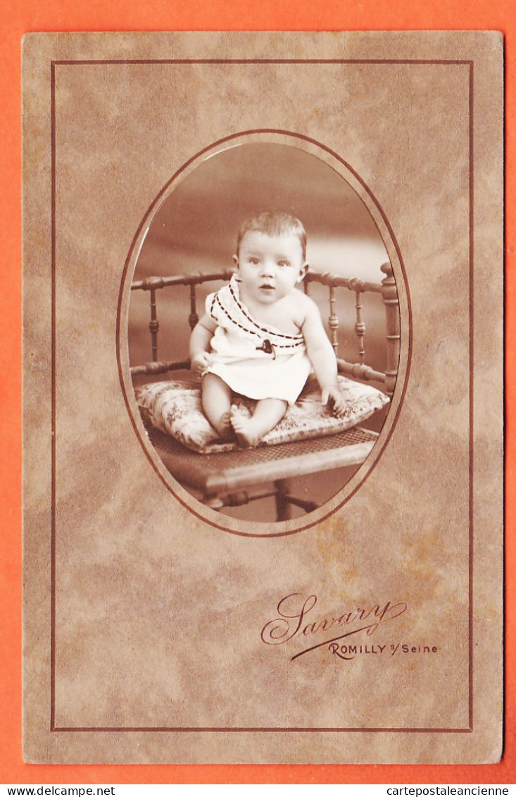 09846 / ⭐ M. ANDRIEUX à Age 3 Mois ROMILLY-sur-SEINE 10-Aube Photographie 1900s ◉ Bébé Chaise Basse ◉ Photographe SAVARY - Geïdentificeerde Personen