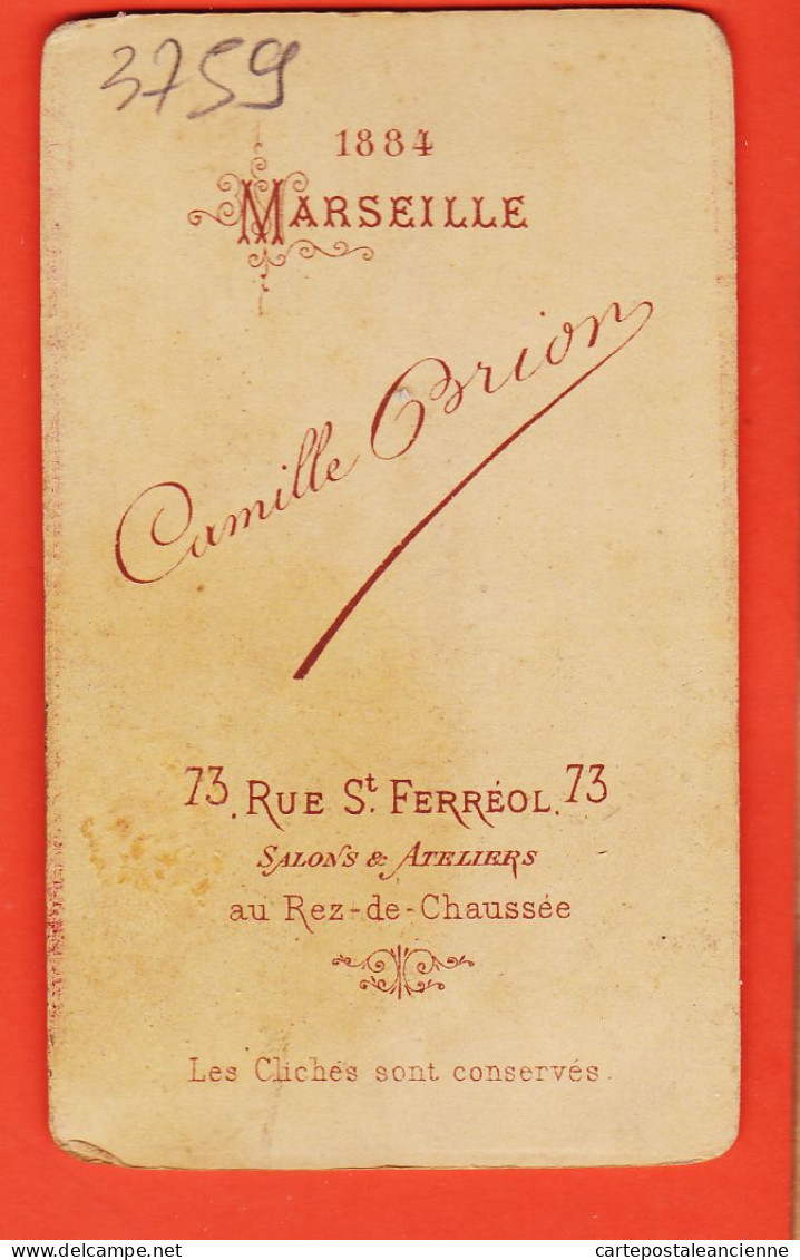 09822 / ⭐ Photo CDV Datée 1884 MARSEILLE ◉ Bébé Assis Fauteuil ◉ Photographie Camille BRION 73 Rue SAINT-FERREOL St - Anonieme Personen