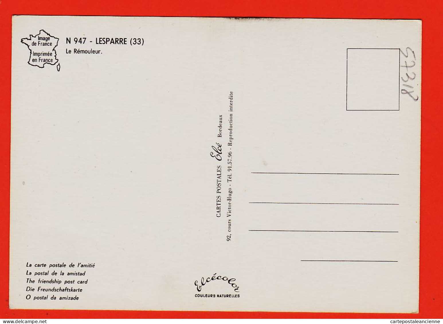 09535 /⭐ ◉  ♥️ LESPARRE-MEDOC 33-Gironde Petit Metier Rue REMOULEUR Devant Restaurant VIN D'OR 1970s Edition ELCE N-947 - Lesparre Medoc