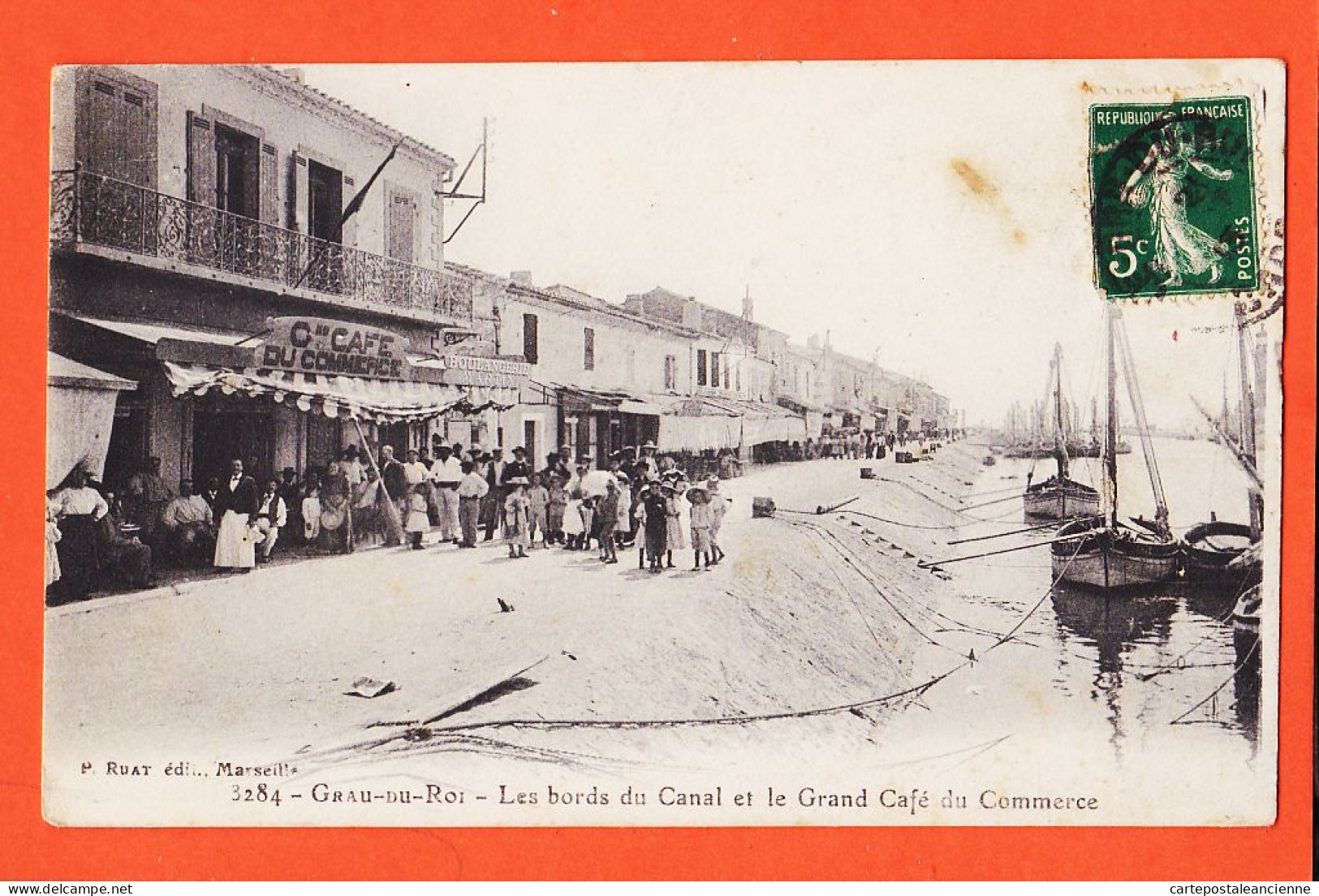 09789 / ⭐ ♥️ LE GRAU Du ROI 30-Gard Bords Du Canal Et Grand Café Commerce 1913 à GARIDOU Epicerie Port-Vendres -RUAT - Le Grau-du-Roi