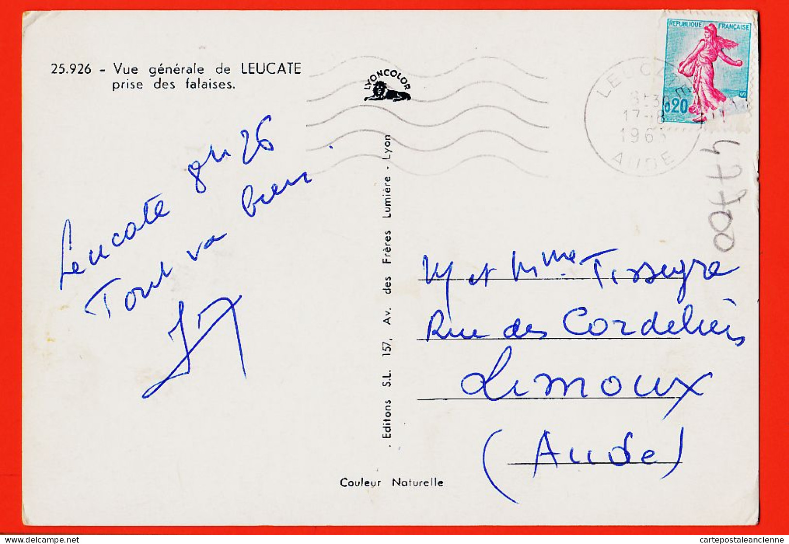 09557 /⭐ ◉  LEUCATE 11-Aude Vue Générale Prise Des FALAISES 1963 à TISSEYRE Rue Cordeliers Limoux S.L 25.926 - Leucate