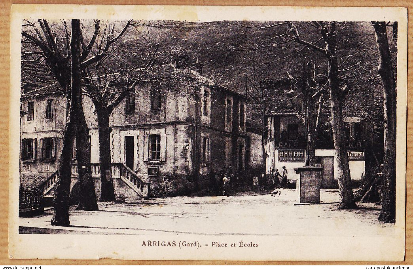 09704 / ⭐ ♥️  Rare ARRIGAS Gard Café-Restaurant Place Et Ecoles 1910s écrite De FABREGUE Phototypie SUJOL - Other & Unclassified