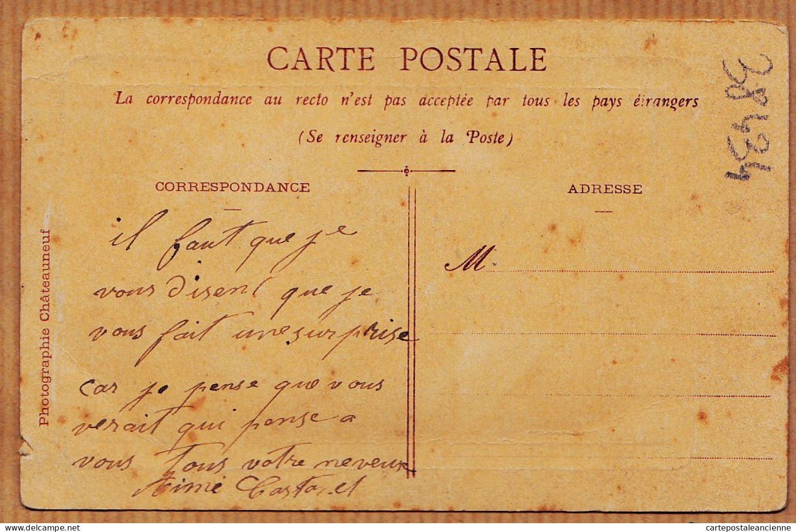 09769 / ⭐ ALAIS 30-Gard Communion Communiant Carte-Photo-Contrecollée Stud CHATEAUNEUF Rue Hotel-Ville De Aimé CASTANET - Alès