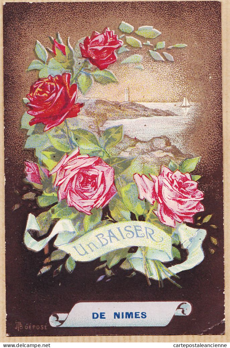 09644 / ⭐ NÎMES Gard Un Baiser De ... Bouquet De Roses 1915 De Clément à Fernande HUGUET-TALABOT Visa 712 - Nîmes