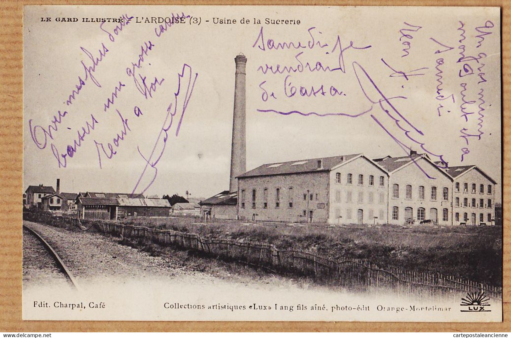 09716 / ⭐ ♥️ Peu Commun L'ARDOISE Gard Usine SUCRERIE 1925 Collection LUX LANG (3) Orange-Montpellier - Other & Unclassified