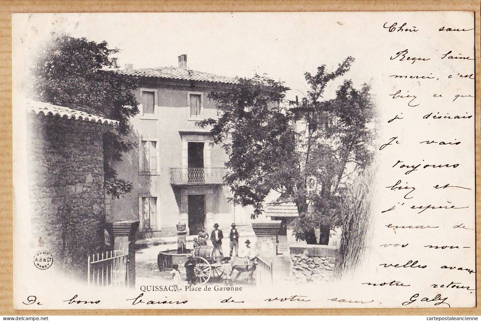 09728 / ⭐ ♥️ Peu Commun QUISSAC 30-Gard Place Garonne Attelage Viticulteur 1904-DUCROS Rue Meslay Paris-Photo A.B & Cie - Quissac