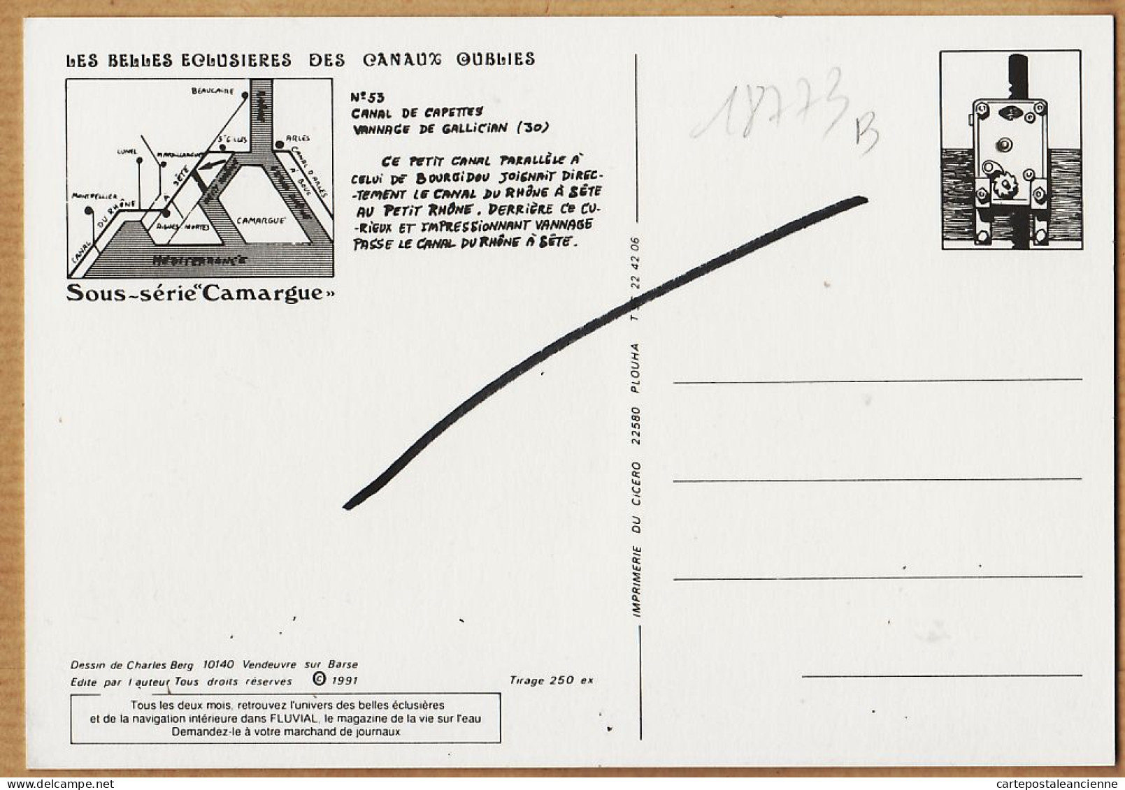 09707 / ⭐ Charles BERG 30-Gard VANNAGE De GALLICIAN Ecluse Canal CAPETTES Parallèle BOURGIDOU 1991 BELLES ECLUSIERES 53 - Sonstige & Ohne Zuordnung