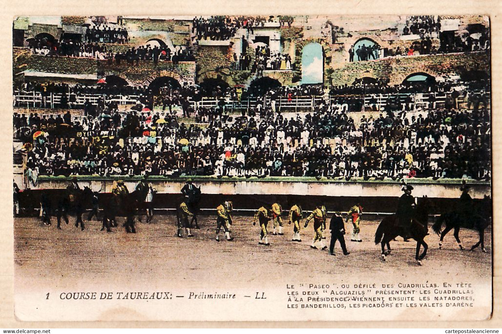 09627 / ⭐ ◉ Nîmes 2 Juillet 1921 COURSE TAUREAUX PRELIMINAIRE Paseo Defilé Cuadrillas Alquazils Matamores Banderillos - Nîmes