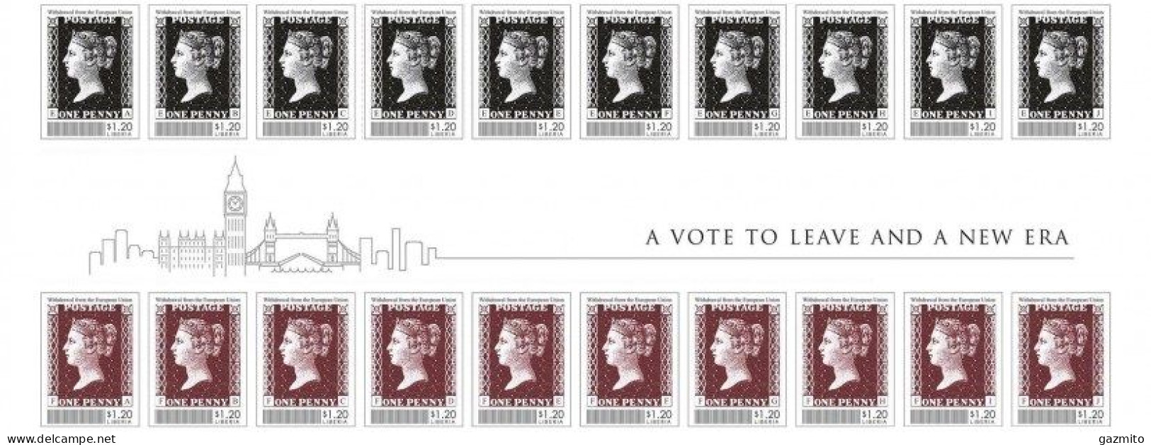 Liberia 2020, Penny Black, Block IMPERFORATED - Postzegels Op Postzegels