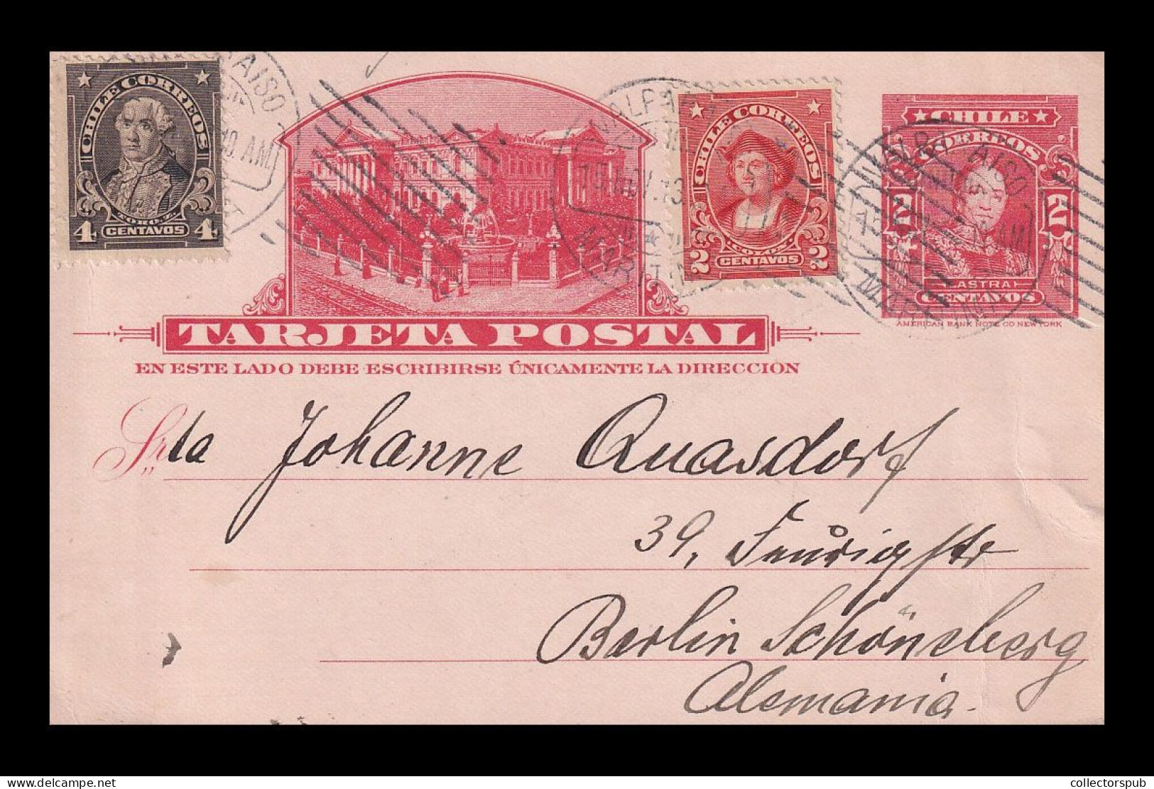 CHILE 1913. Nice PS Card To Germany161898 - Chile