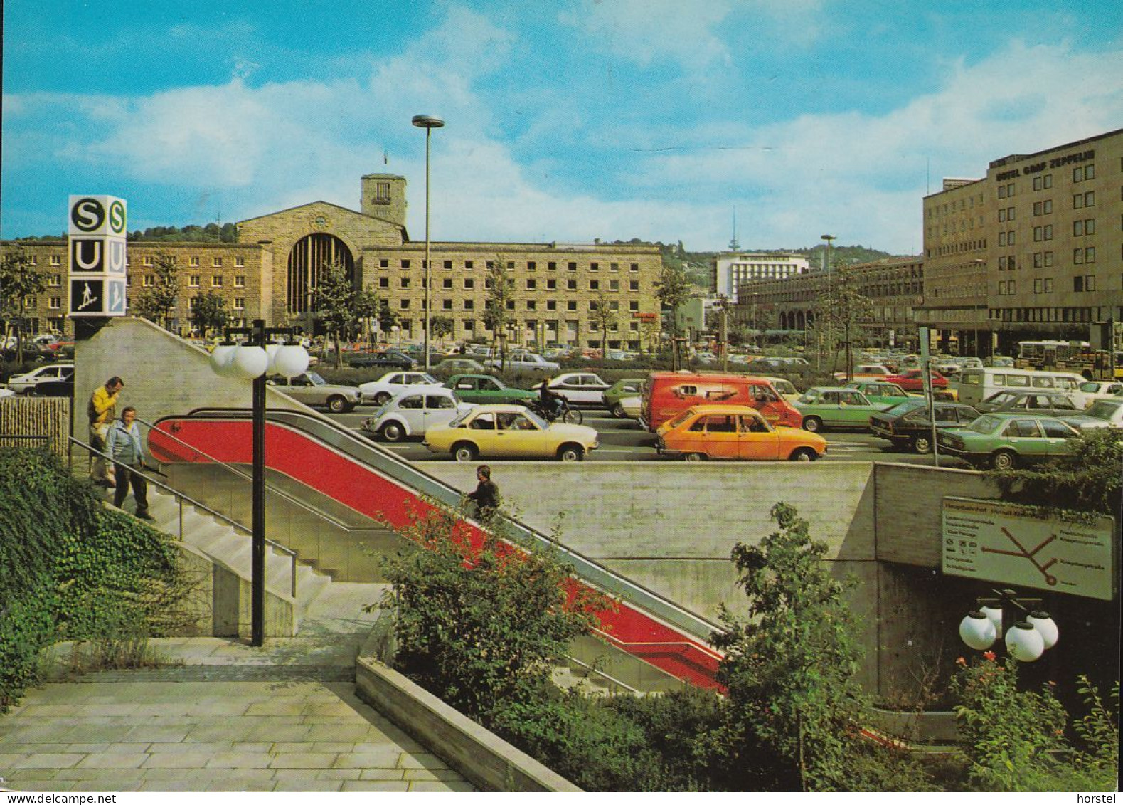 D-70173 Stuttgart - Hauptbahnhof - Cars - VW Käfer - VW Bus - Peugeot 504 ? - Opel Ascona - Renault R16 - Stuttgart