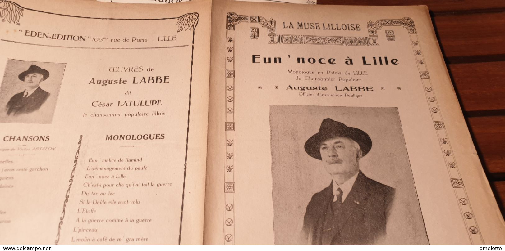 LA MUSE LILLOISE /EUN NOCE A LILLE /AUGUSTE LABBE  /MONOLOGUE EN PATOIS - Partitions Musicales Anciennes