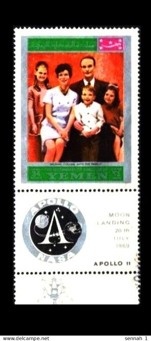 KR Jemen / Kingdom Of Yemen: 'Apollo-11 In Space – Astronaut Michael Collins & Family, 1969', Mi. F809A; Yv. PA.94F [*] - Azië