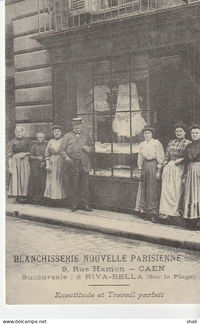 COPIE DE CARTE POSTALE ANCIENNE BLANCHISSERIE NOUVELLE PARISIENNE - Caen