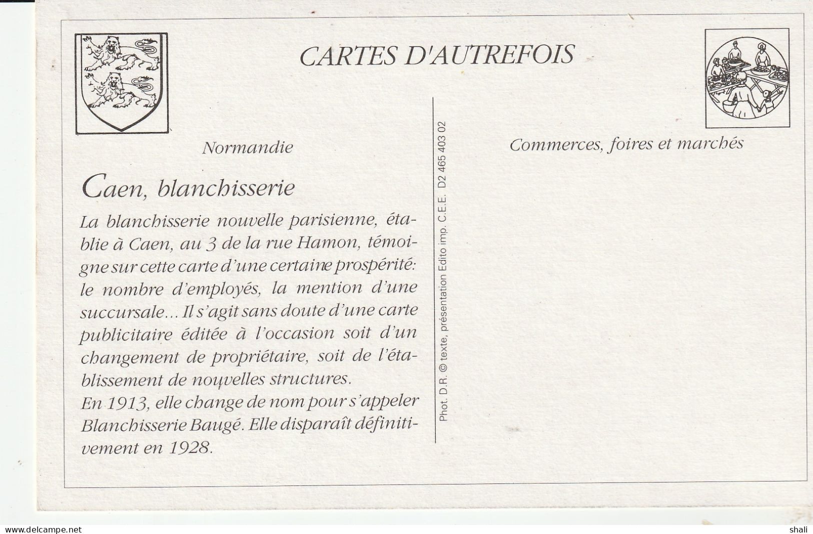 COPIE DE CARTE POSTALE ANCIENNE BLANCHISSERIE NOUVELLE PARISIENNE - Caen