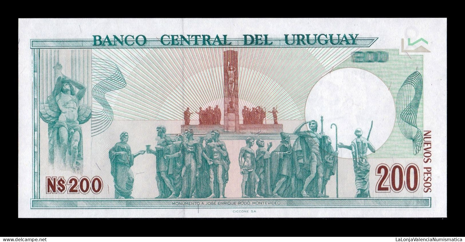 Uruguay 200 Nuevos Pesos 1986 Pick 66 Serie A Sc Unc - Uruguay