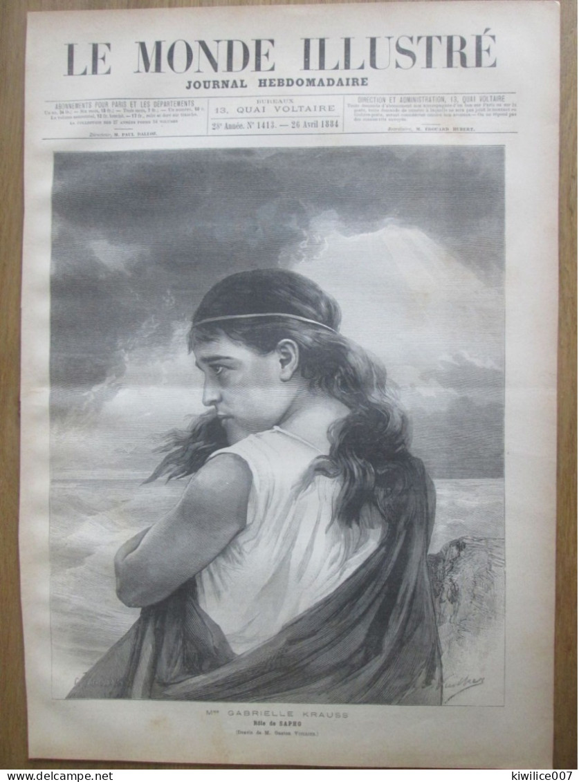 1884  TABLEAU  Gravure   GABRIELLE  KRAUS Role De SAPHO Alphonse Daudet Moeurs Parisiennes - Stiche & Gravuren