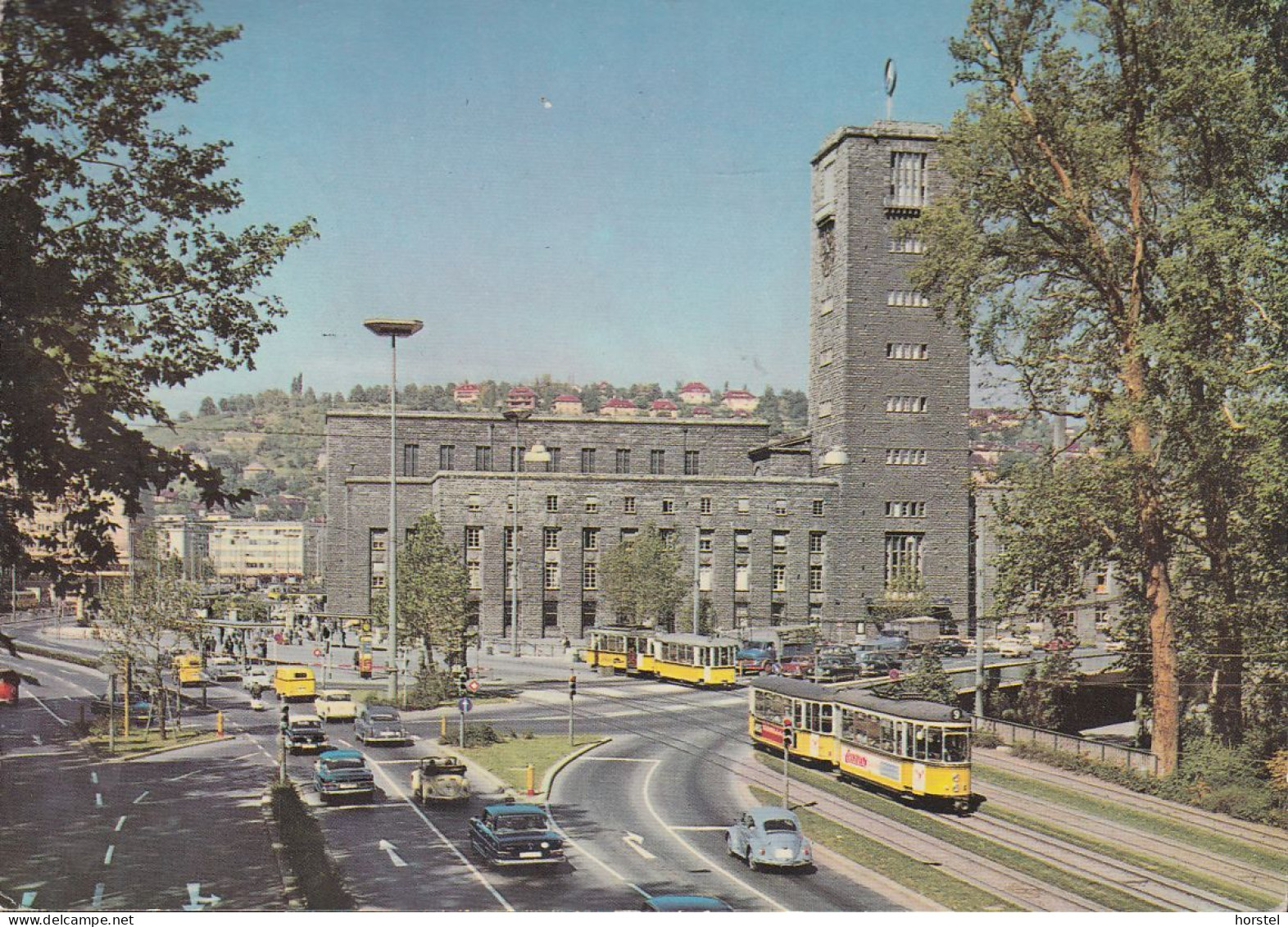 D-70173 Stuttgart - Hauptbahnhof - Cars - VW Käfer - VW Cabrio - Mercedes Ponton - Straßenbahn - Tram - Stuttgart