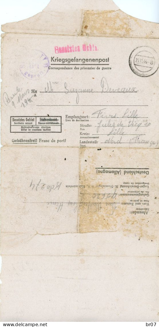 CLFM CAMP PRISONNIERS IIB = HAMMERSTEIN STETTIN POLOGNE 1944 - Guerra De 1939-45