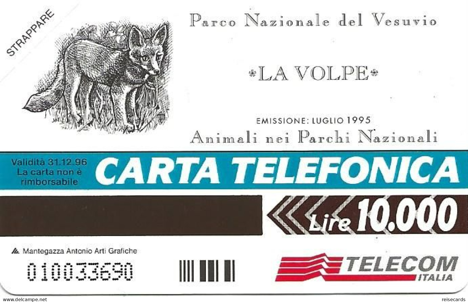 Italy: Telecom Italia - Parco Nazionale Del Vesuvio, La Volpe - Públicas  Publicitarias