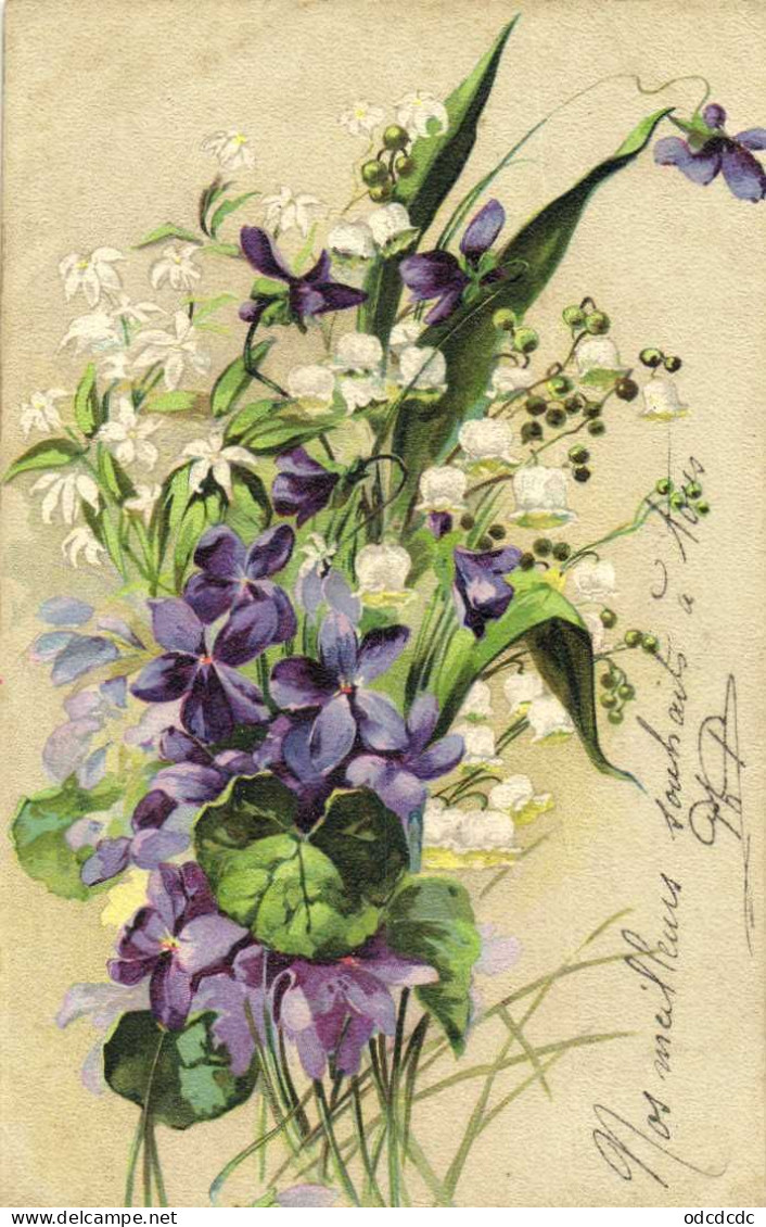 Illustrateur Bouquet De Fleurs Violettes Muguet Et Autres Pionnière RV - Flowers