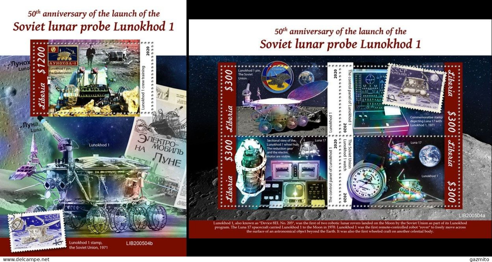 Liberia 2020, Space Lunakhod 1, Stamp On Stamp, 4val In BF +BF - Afrika