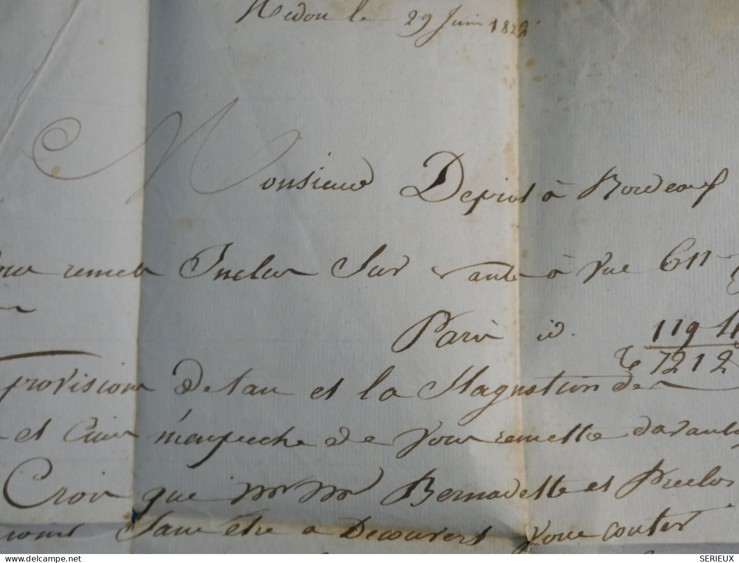 DN17  FRANCE  LETTRE   RARE 1827 PETIT BUREAU REDON A BORDEAUX  + AFF. INTERESSANT +++ - 1801-1848: Précurseurs XIX