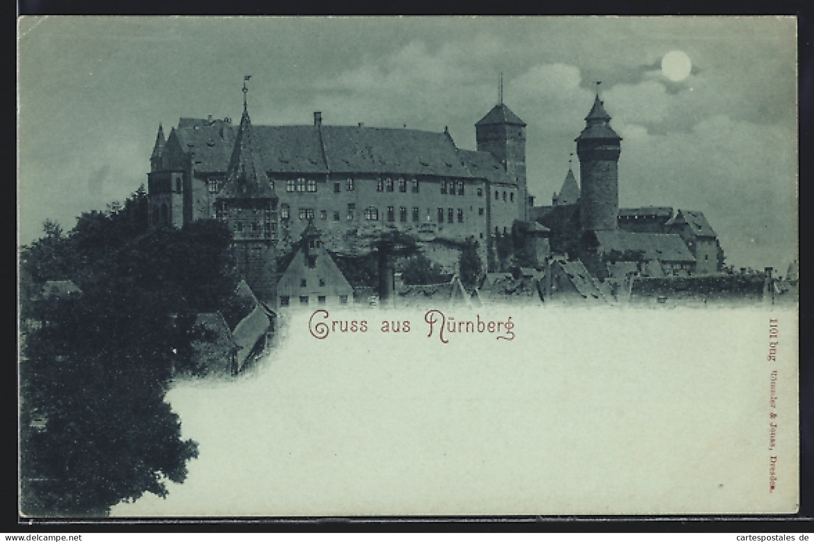 Mondschein-AK Nürnberg, Blick Auf Das Schloss  - Nürnberg