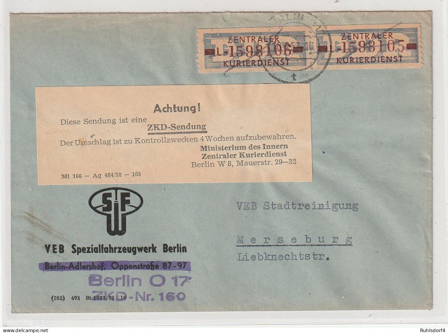 ZKD-Brief: "Achtung! ..." (Hektographierter Klebezettel) - Other & Unclassified