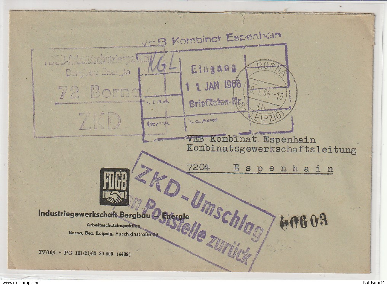 ZKD-Brief: "ZKD-Umschlag An Poststelle Zurück", Kastenstempel - Other & Unclassified