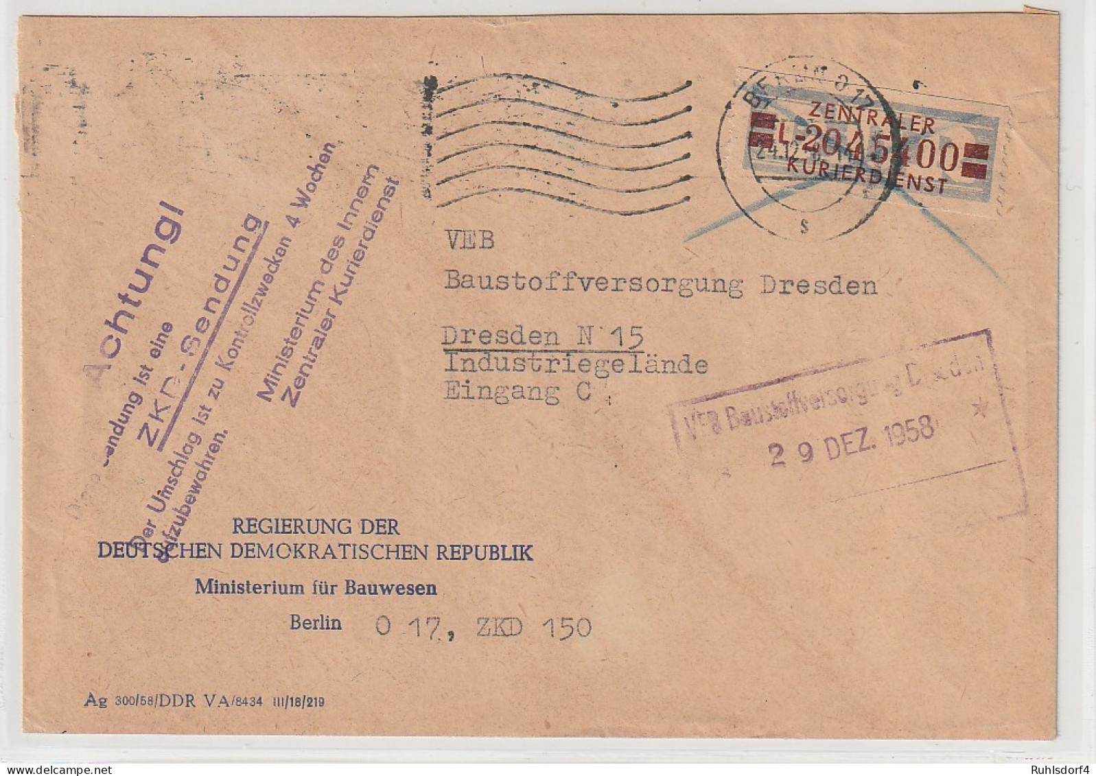 ZKD-Brief: "Achtung! ..." (blauer Stempel) - Other & Unclassified