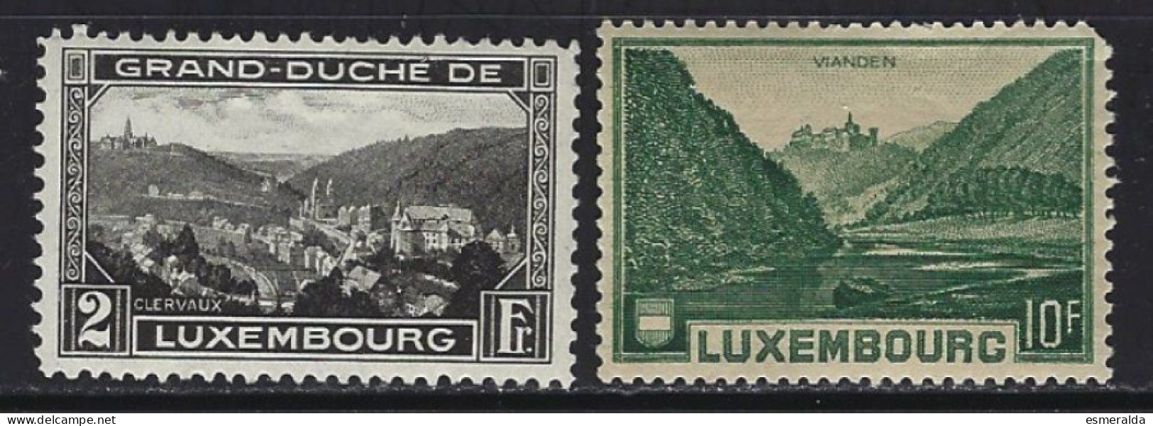 Luxembourg Yv 208 Vue De Clervaux+275 (coin Supérieur Haut Droit Coupé) Vue De Vianden **/mnh - Nuovi