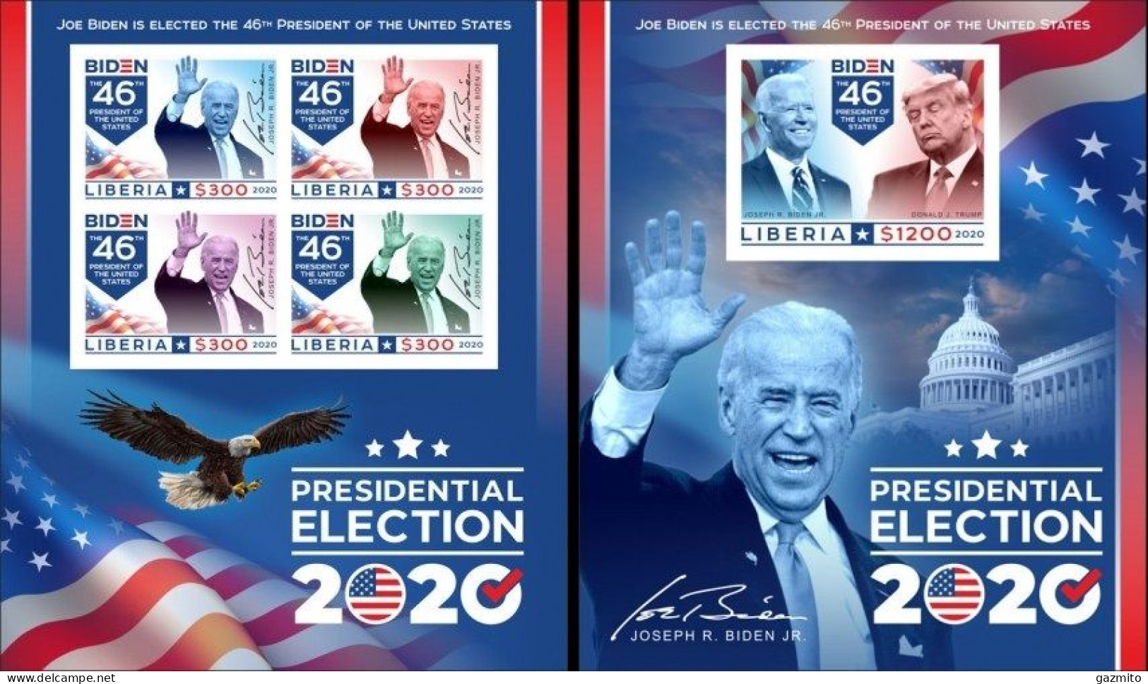 Liberia 2020, President Biden, 4val In BF +BF IMPERFORATED - Liberia