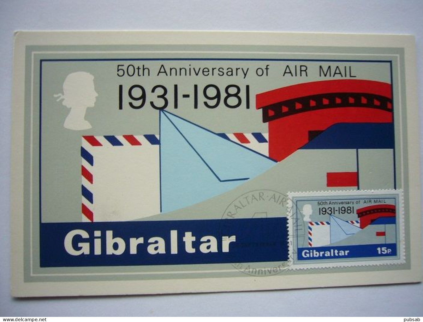 Avion / Airplane / 50th Anniversary Of AIR MAIL / 1931-1981 / Gibraltar / Carte Maximum - 1946-....: Ere Moderne