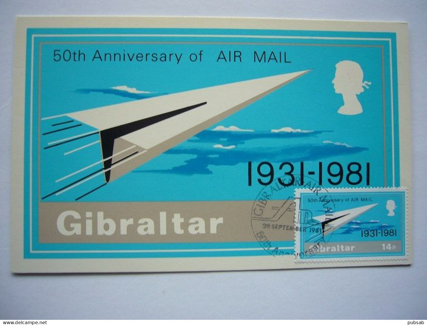 Avion / Airplane / 50th Anniversary Of AIR MAIL / 1931-1981 / Gibraltar / Carte Maximum - 1946-....: Moderne