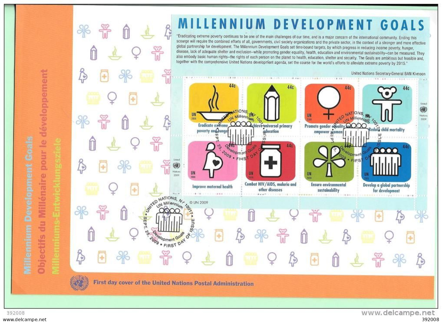 2009 - 1139 / 1146 - Objectifs Du Millénaire Pour Le Développement - 38 - FDC