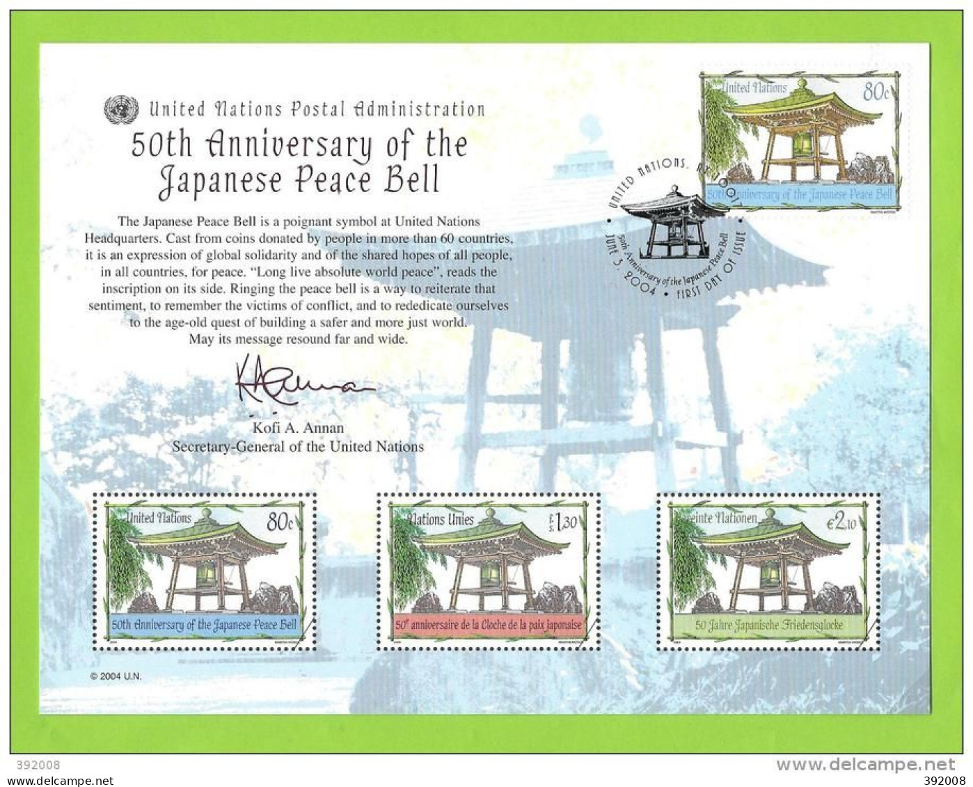 2004 - 939 - 50 Ans De La Cloche Japonaise De La Paix - 33 - FDC