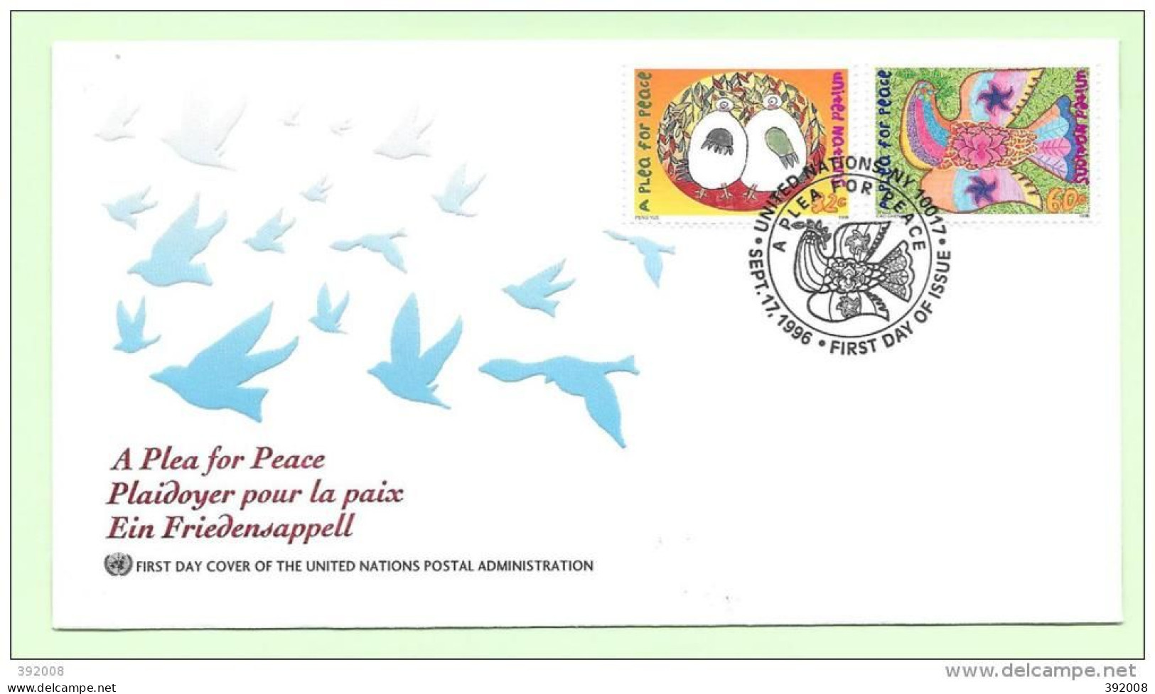 1996 - 706 / 707 - Plaidoyer Pour La Paix, Dessins D'enfants - 31 - FDC